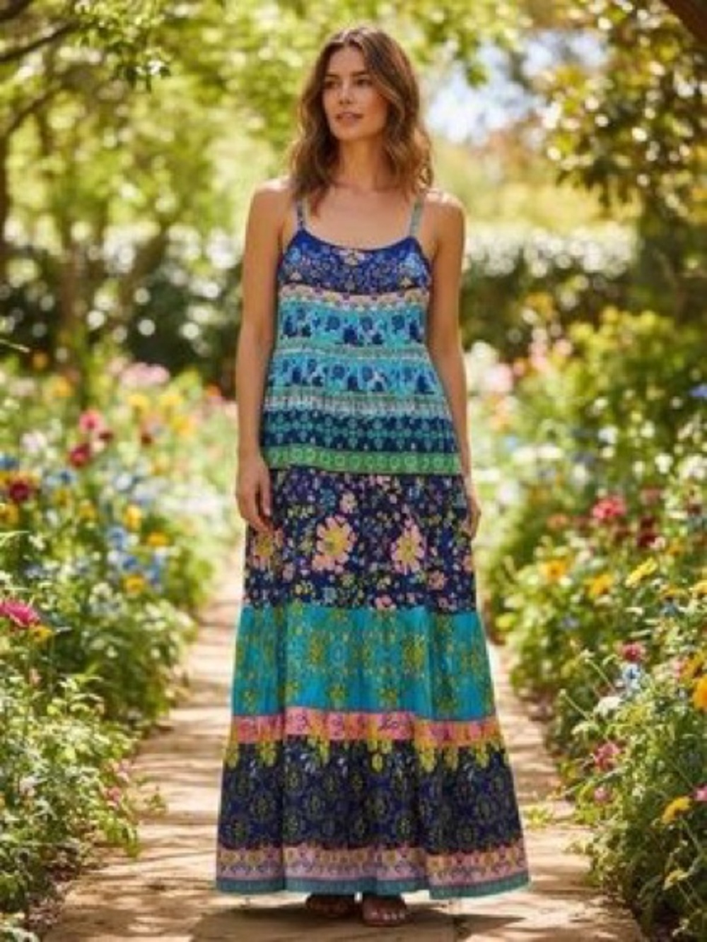 NATURAL LIFE Pink Floral Boho Maxi Dress with Multicolor Accents - Picture 10 of 10